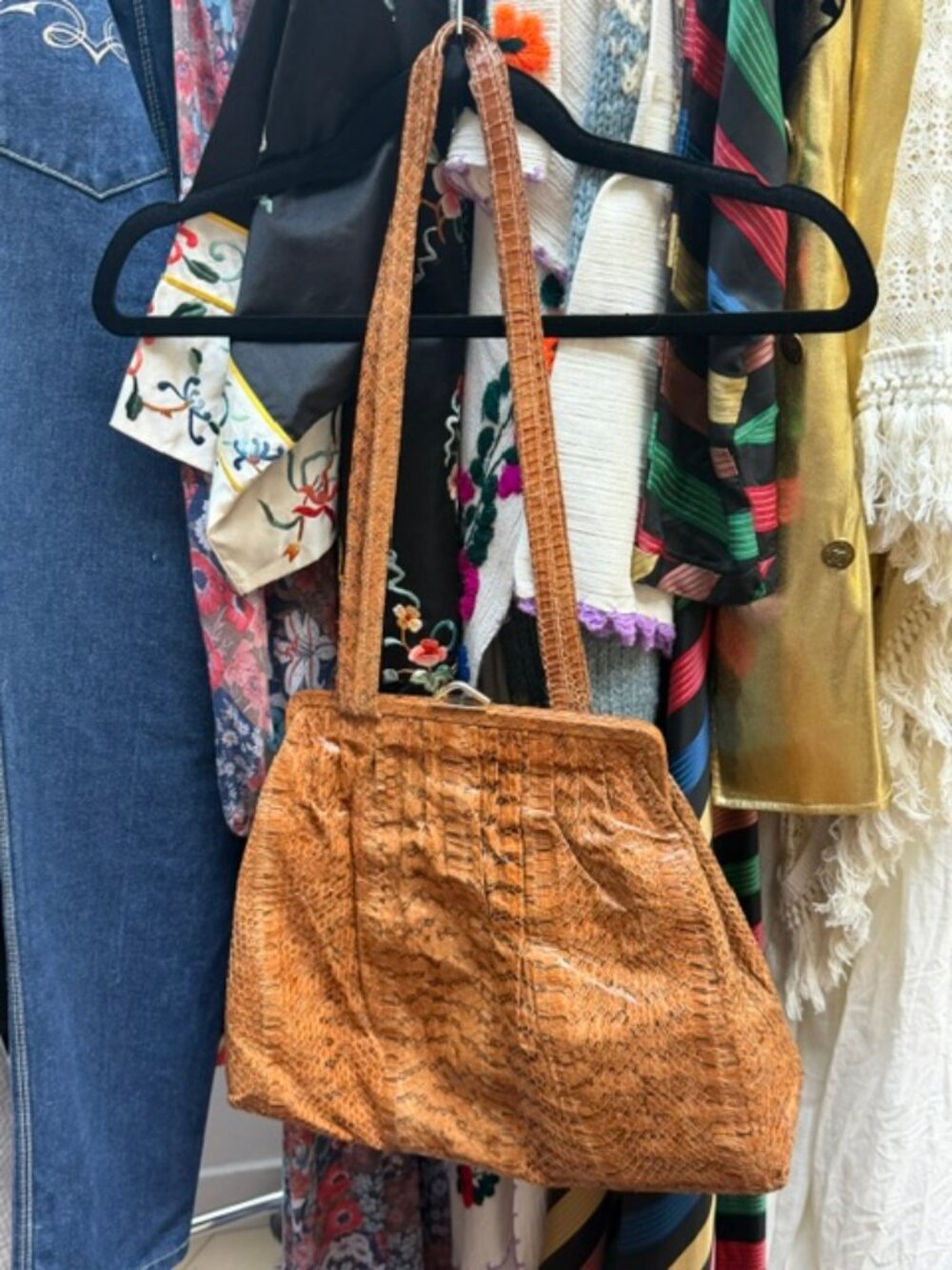80s does 40s Oversize Snakeskin Tote